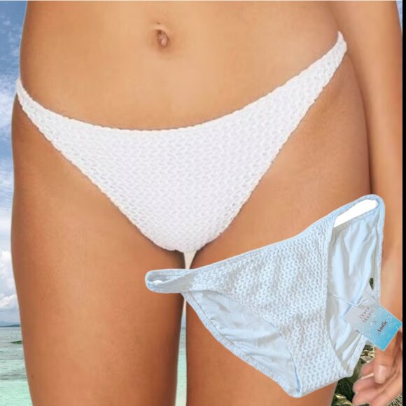 Demi Moore x Andie Swim The Tropez Bottom White Textured Size Medium - Picture 1 of 10